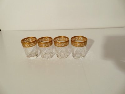 6 cm Digestif Glass, Saint Louis Thistle Gold Crystal, Signed