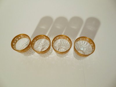 6 cm Digestif Glass, Saint Louis Thistle Gold Crystal, Signed