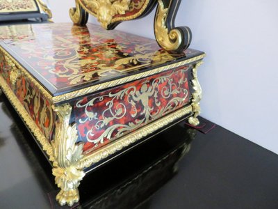 Barbière Avec Miroir En Marqueterie Boulle d'époque Napoléon III