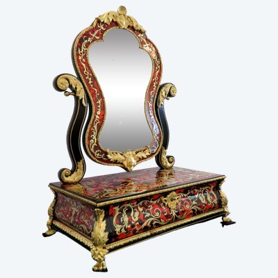 Barbière Avec Miroir En Marqueterie Boulle d'époque Napoléon III