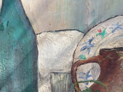 Still life with fruit and bottle