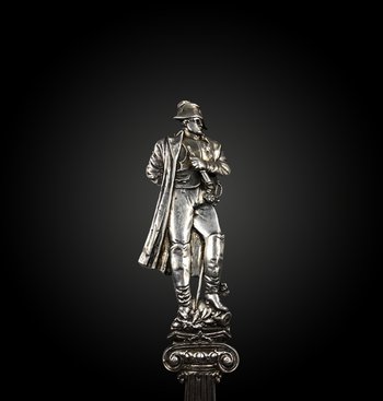 ENTREMETS SPOON with the effigy of Napoleon, probably Germany around 1920 Silver