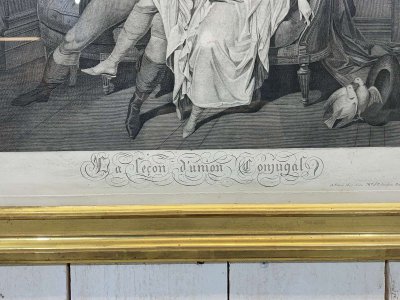 Gravure 19ème d'après Boilly LA LECON D'UNION CONJUGALE