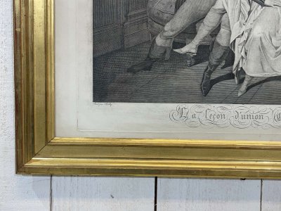 Gravure 19ème d'après Boilly LA LECON D'UNION CONJUGALE