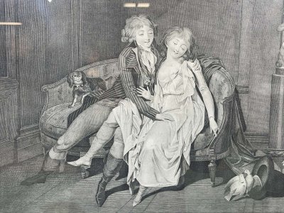 Gravure 19ème d'après Boilly LA LECON D'UNION CONJUGALE