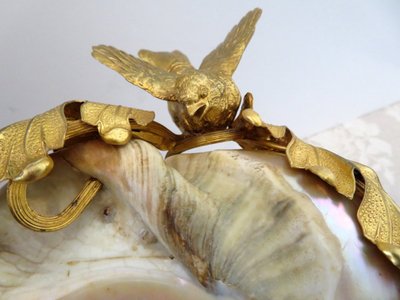 Napoleon III 19th-century gilt-bronze shell and bird trinket dish
