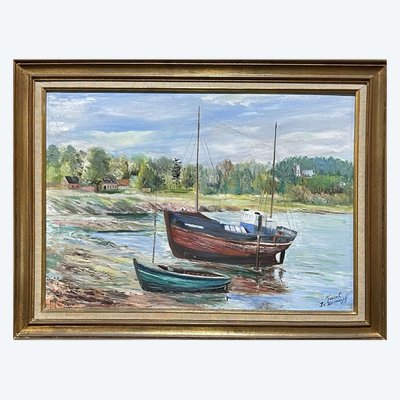 Huile sur toile signée FRAVAL LE DEMAZEL - Bord de Mer - Paimpol