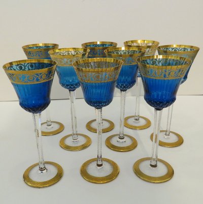 1 Roemer Hellblau St. Louis Thistle Gold Kristall Rhein-Weinglas