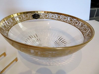 Saint Louis Thistle Gold Crystal Caviar Service Signed