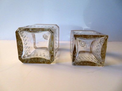 Large Square Saint Louis Thistle Gold Crystal Signed Whiskey Bottle