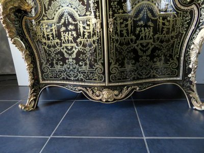 Attribuito a Mellier, comò con intarsi Boulle, XIX secolo, stile Regency.