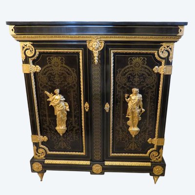 Consolle intarsiata Boulle, timbrata Vve SORMANI, XIX secolo, stile Luigi XIV.