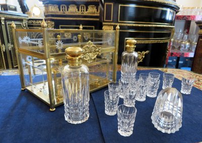 Complete bronze and crystal liquor cabinet, circa 1900