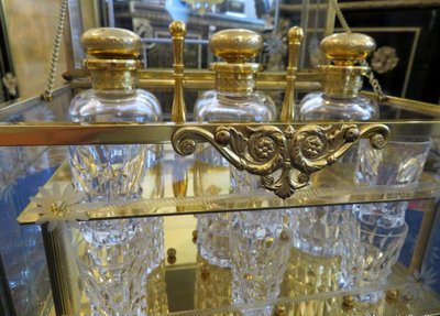Complete bronze and crystal liquor cabinet, circa 1900