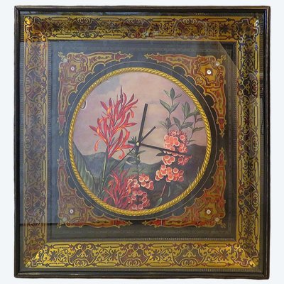 Grande orologio con cornice e intarsi Boulle, risalente al periodo di Napoleone III.
