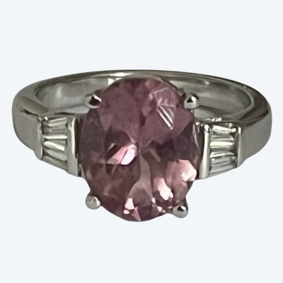 7233- Tourmaline Rose Diamonds White Gold Ring