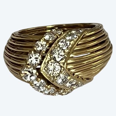 6669- Ring Platinum Rhodium Yellow Gold Diamonds