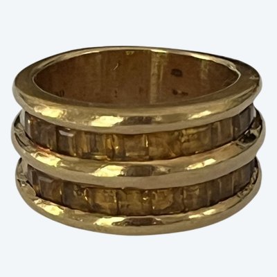 6787- Bandeau Ring ARFAN PARIS Yellow Gold Citrines