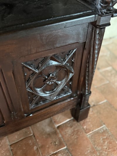 Large neo-Gothic cathedral with walnut chest