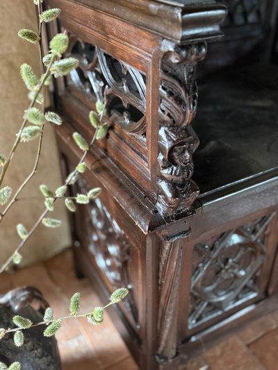 Large neo-Gothic cathedral with walnut chest