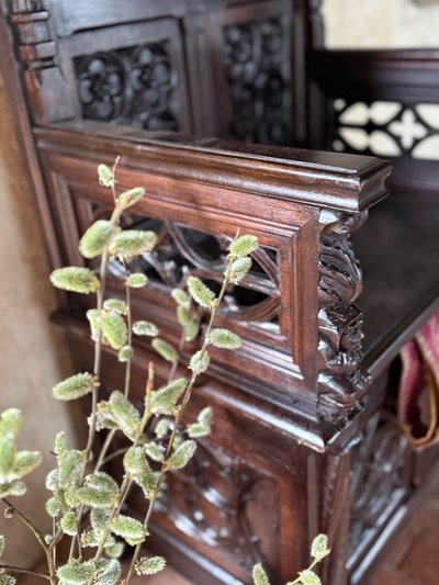 Large neo-Gothic cathedral with walnut chest