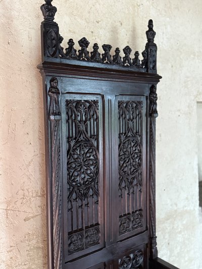 Large neo-Gothic cathedral with walnut chest