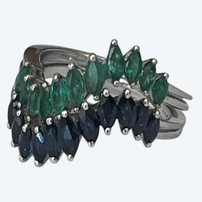 6796- Emerald Sapphire White Gold Ring