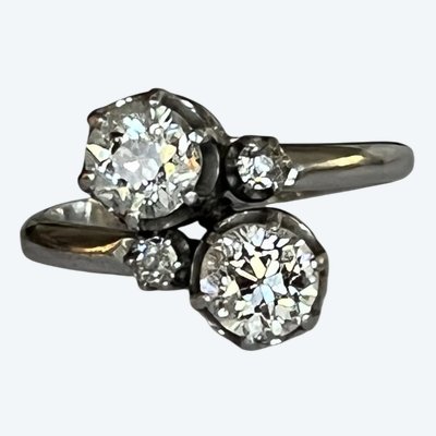 6909- Vintage ring Toi & Moi White gold Diamonds 1,00 ct