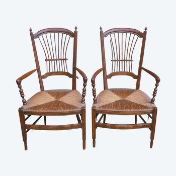 Paire De Fauteuils Campagnard