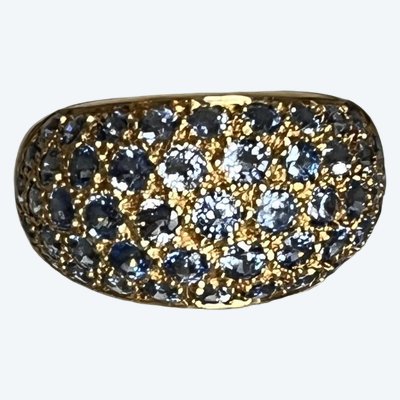 7282a- Bombée Ring Yellow Gold Sapphires