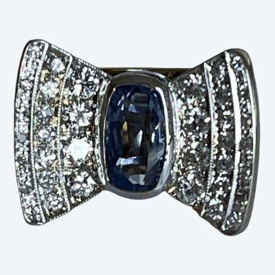 7289- Vintage Ring Butterfly Gold Sapphire 1,50 ct Diamonds 1,50 ct