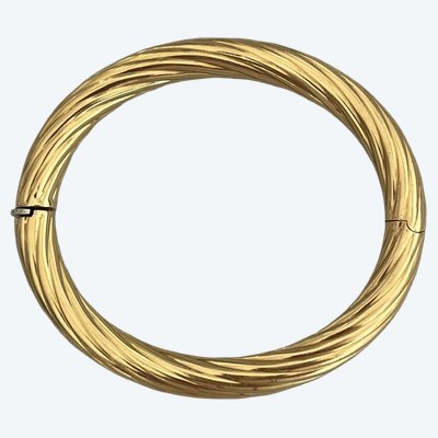 6248- Rigid Yellow Gold Twisted Bangle Bracelet