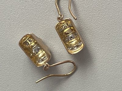 7297- Vintage Ohrringe Gelbgold Diamant