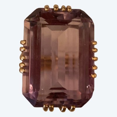 867- Important Vintage Ring Yellow Gold Amethyst