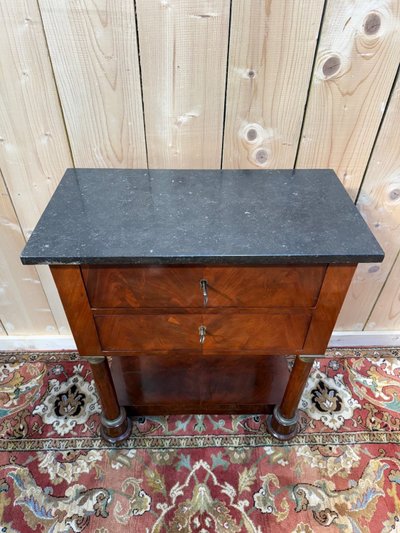 Table d'appoint Empire en noyer et marbre noir