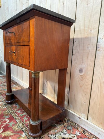 Table d'appoint Empire en noyer et marbre noir