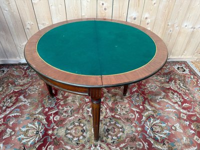 Console - Louis XVI half-moon table in solid mahogany