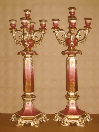 Paire De Candélabres En Porcelaine époque Restauration