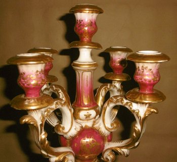 Paire De Candélabres En Porcelaine époque Restauration