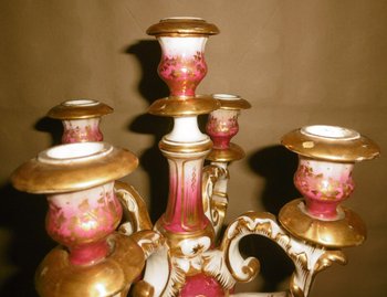 Paire De Candélabres En Porcelaine époque Restauration
