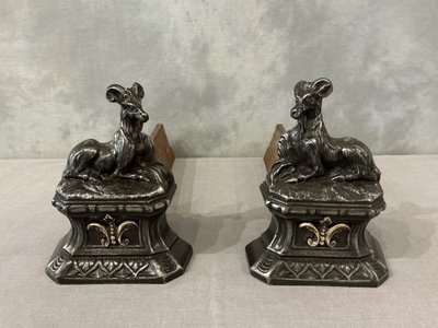 Pair of 19th century antique cast iron andirons