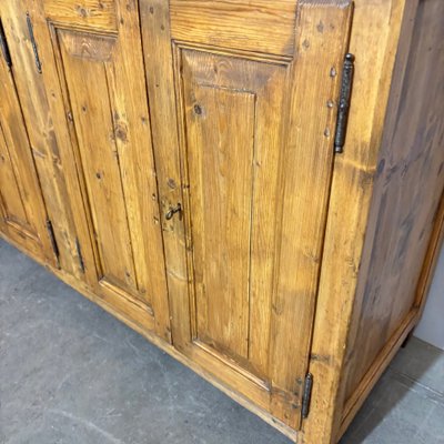 Antique Tuscan servant sideboard with four doors , restored to natural solid pine