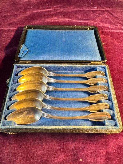 Six small silver spoons with monstrance motif - 19th century