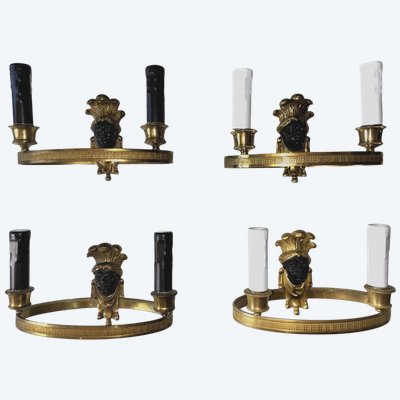 Maison BAGUES 4 ormolu sconces with Indian or Nubian heads