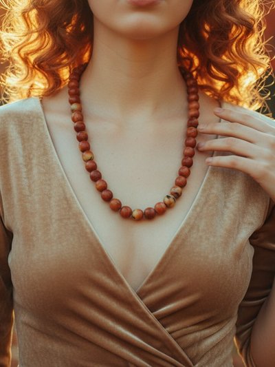 Collana vintage anni '60-'70 in corallo mela o spugna naturale con perline grandi