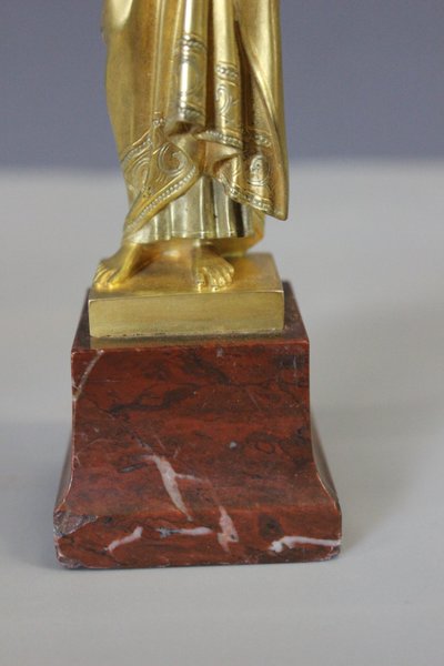 Vergoldete Bronzeskulptur von Christus dem Guten Hirten, um 1900