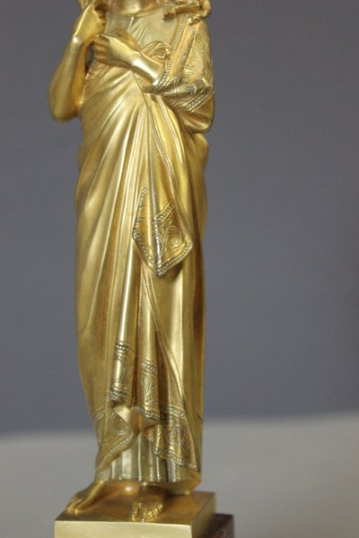 Vergoldete Bronzeskulptur von Christus dem Guten Hirten, um 1900