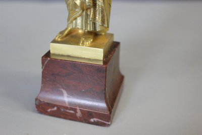 Vergoldete Bronzeskulptur von Christus dem Guten Hirten, um 1900