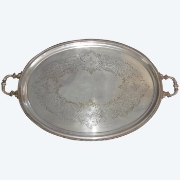 Large silver plated tray XIXth century