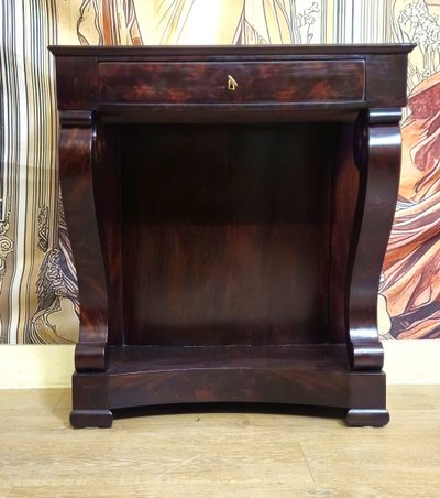 Consolle in stile Impero – Mogano – 1 cassetto – XIX secolo